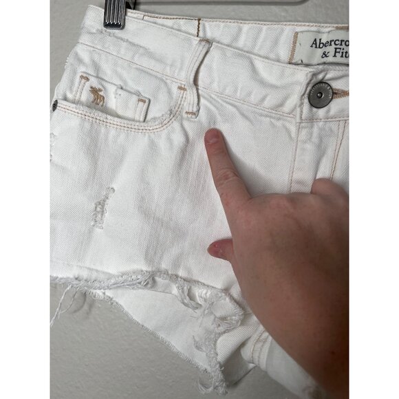 Abercrombie & Fitch Womens Y2K White Denim Low Cut Shorts Size 2 - Picture 5 of 10